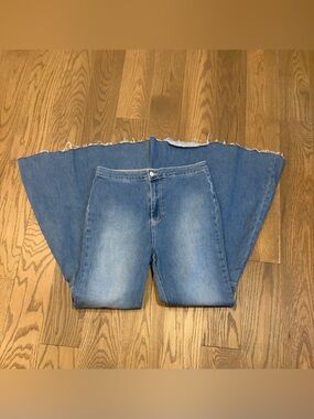 Free People We The Free Just Float On Super Flare Jeans 31 Raw Hem High Rise
